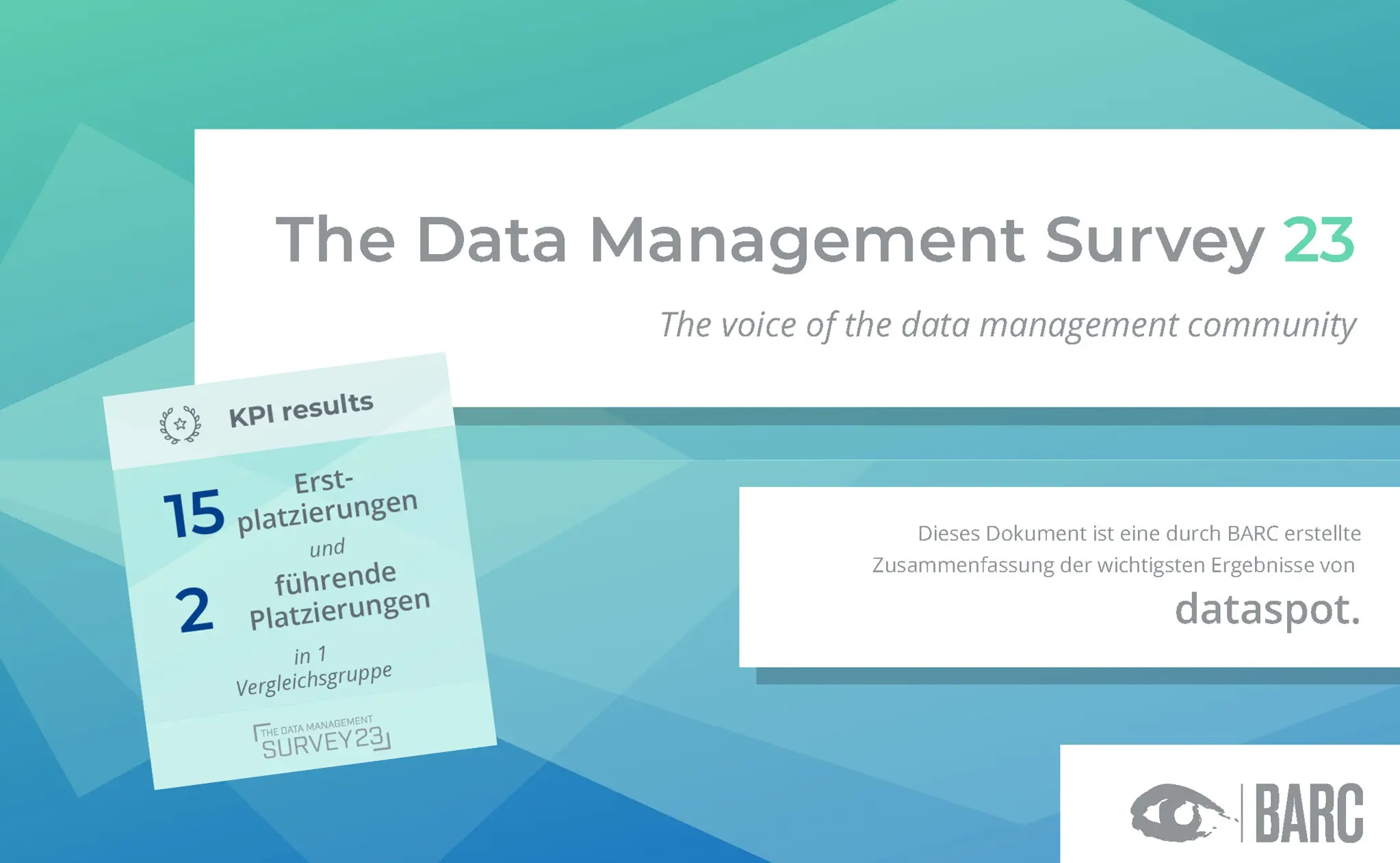 dataspot. BARC Data Management Survey 23, Top-Data Governance Tool, #1, Data Catalog, Metdattenmanagement Software